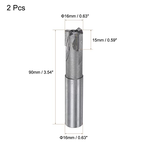 Image of uxcell Square Nose End Mill, 16mm Cutting Dia Tungsten Carbide Tip 3 Straight Flutes Milling Cutter with 16mm Straight Shank, 2pcs