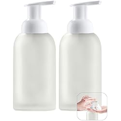 Dispensador Jabón Espuma Lidl Kuxssul 2 Piezas Dispensador Jabon Espuma de Vidrio Blanco, 350 ml Dispensador de Jabón de Espuma con Etiquetas Botella de Bomba Reutilizable, Dosificador de Bomba para Cocina y Baño