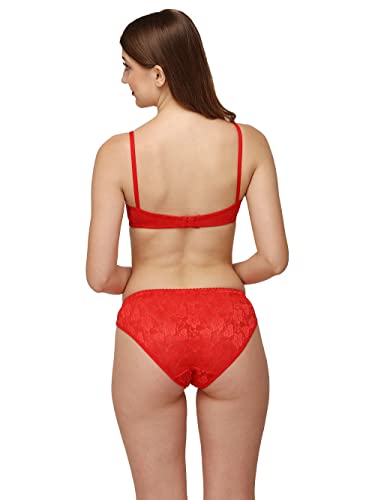 Image of Women Cotton Bra Panty Set for Women Lingerie Set Bra Panty Set for Women with Sexy Bra Panty Set for Women Innerwear Pack of 1 Sets Color:-Pink