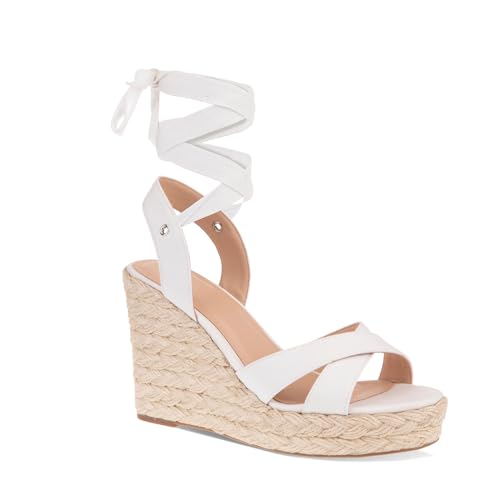 Women's Wedge Platform Espadrille Open Toe Lace-Up Sandals, Cross Strap Wedge Sandals Summer Espadrilles Ankle Strap Buckle Platform Sandals