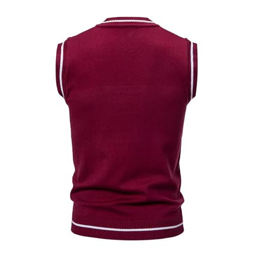 Men's Preppy Striped Sweater Vest Teens Classic V Neck Slim Fit Cable Knitted Sleeveless Pullover Sweaters Waistcoat2