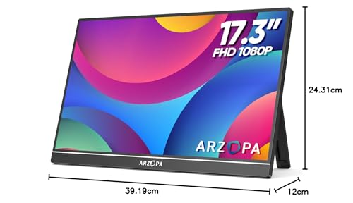 undefined ARZOPA 17.3インチ ポータブルモニター 1920*1080 ゲーミング用 ポータブルディスプレイ IPS液晶パネル 薄型 自立型 スイッチ用 USB Type-C 標準HDMI PS4/XBOX/Switch/PC/Macなど対応 在宅勤務 リモートワーク A1M の商品画像 7