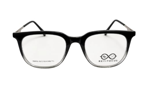 Image of Soft Square Optical Eyeglass Frame for Men & Women, Front with Metal Temples, Clear Demo Lenses, Lightweight Mixed Material Frame, Ribbed Temple Design for Prescription Lens Replacement