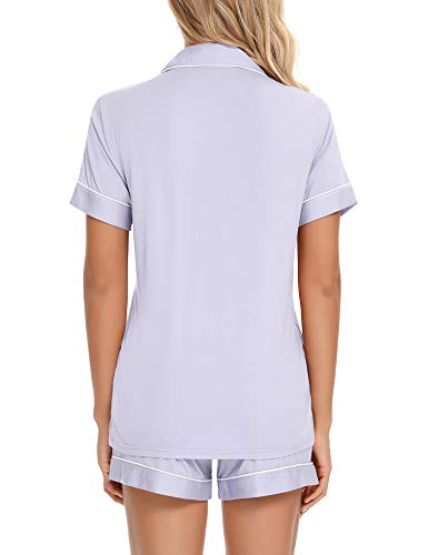 Image of Anjue Womens Pajamas Set Short Sleeve Sleepwear Button Down Nightwear Shorts Soft Pj Sets S-XXL