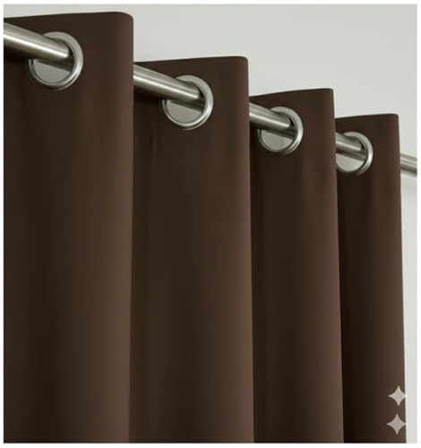 Image of Amazon Brand - Solimo Velvet Curtain Set of 2 (52x48 Inch) Plain Door & Window Curtains for Living Room & Bedroom |75% Light Blocking, Eyelet Curtains for Home Decor in Brown Color (4 feet x 4 feet)
