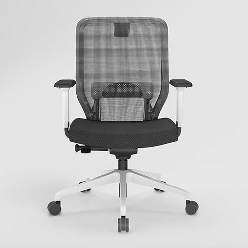 Image of Interio by Godrej Greta 2.0 Mid Back Fabric Ergonomic Chair (Black Ink with White Body, Set of 5) 1-Year Warranty, Adjustable Armrest