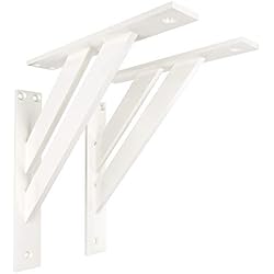 2 x sossai® Soportes de diseño para balda FSHR | Dimensiones: 240 x 240 mm | Color: blanco | escuadra sujeción de pared para balda, soporte de estante | Material: Aluminio