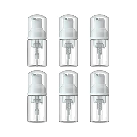 6 Pcs Empty Foam Pump Bottle 1oz/30ml Travel Size Plastic Pump Bottle Soap Bottle Portable Small Hand Sanitizer Dispenser Bottles, Refillable Clear Instant Foaming Bottles for Hand Lotion Shampoo Cover
