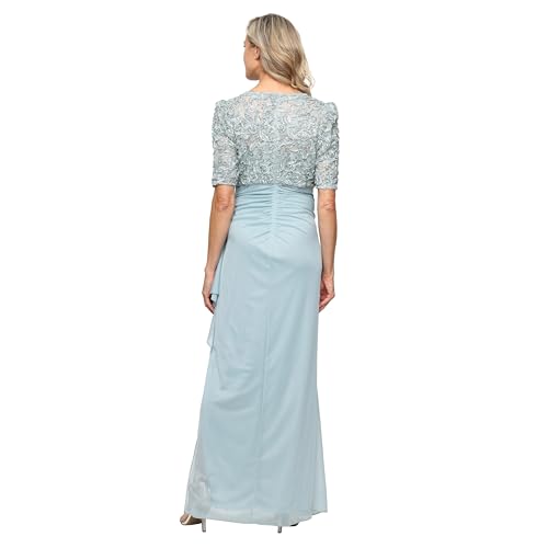 Image of Alex Evenings Women's Wedding Guest Dress with V-Neck Stretch Sequin Bodice and Empire Waist (Petite and Regular Sizes)