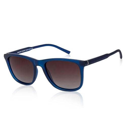 VINCENT CHASE EYEWEAR By Lenskart | Blue Brown Full Rim Square | MIRAGE | Branded Latest and Stylish Sunglasses | Polarized and 100% UV Protected (UV 400) | Men & Women | Large | VC S12643