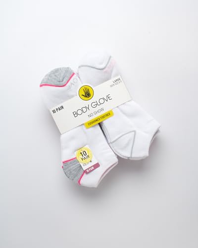 Body Glove Girls' 10 Pack Performance Cushion Athletic No Show Ankle Socks - Kids Low Cut Running Socks3