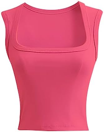 Sleeveless Crop Tops for Women Sexy Casual Seamless Square Neck Trendy Club Going Out Tank Cropped Tee Shirts