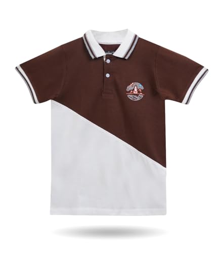 Image of Kids Boys Cotton Polo T-Shirt | Regular Fit Collar Tee (2-16 Years) | Multi-Colour Variants