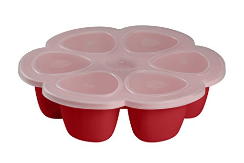 BEABA Silicone Multiportions Baby Food Tray, Oven Safe, Made in Italy, Cherry
