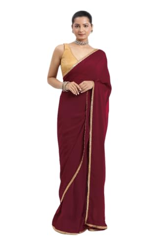 Chandrakala 1-Minute Ready To Wear saree for Women's Pre-Stitched Drape, Maroon (1445MAR)