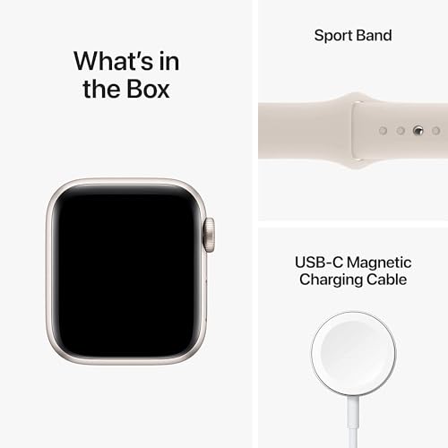 Image of Apple Watch SE (2nd Gen) (GPS + Cellular, 40mm) - Starlight Aluminum Case with Starlight Sport Band, S /M (Renewed)