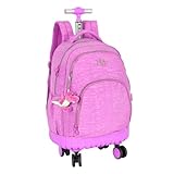 Mochila Escolar Notebook Carrinho Rodinhas 360 Graus Chaveiro Pelucia Up4you MC49155UP (Rosa)