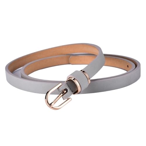 Women's Skinny Leather Belt Solid Color Waist Or Hips Ornament Girls 1.5cm Wide Waistband 10 Sizes To Choose From(Gray,Small)