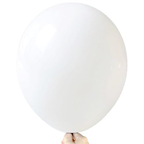 Image of Firomi White Balloons 18-inch 12 Pack Large Thicken (with 1 Ribbon) | Helium Big Matte White Latex Balloon Round for Wedding Birthday Party