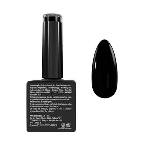 Esmalte em Gel, Preto Intenso, HEMA-Free, 8ml - American Burrs Nails