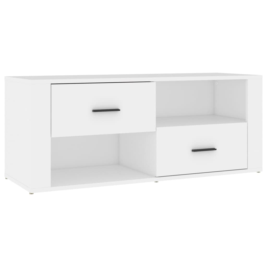 Woonisher Meuble TV Blanc 100x35x40 cm Bois d'ingénierie Ensemble Meuble TV et Table Basse