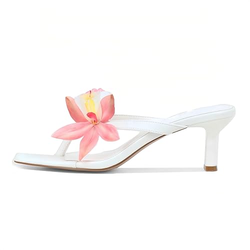 Image of Goolita Women's Suede Sequin Kitten Heels Flip Flops Open Square Toe Strappy Thong Slide Heeled Sandals Comfort Prom Party Mules Heels
