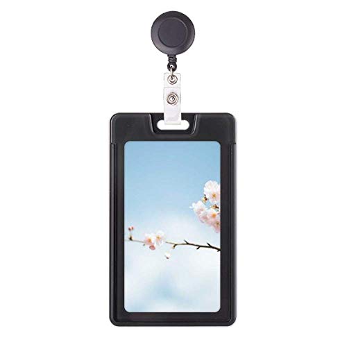 Porte-badge rétractable bleu ciel avec motif fleurs de prunier pour cartes professionnelles