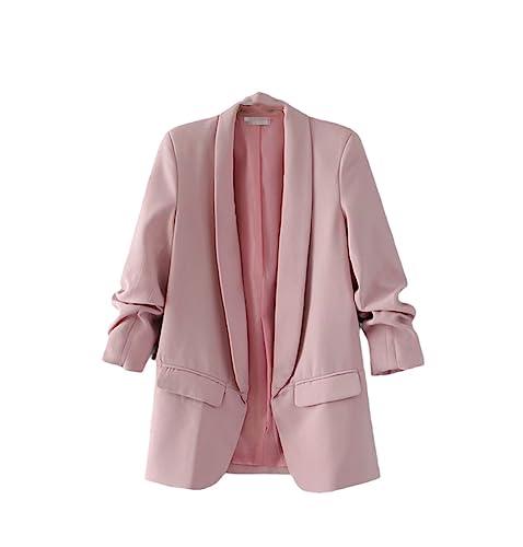 Women Fashion Solid Color Notched Collar Blazer Coat
