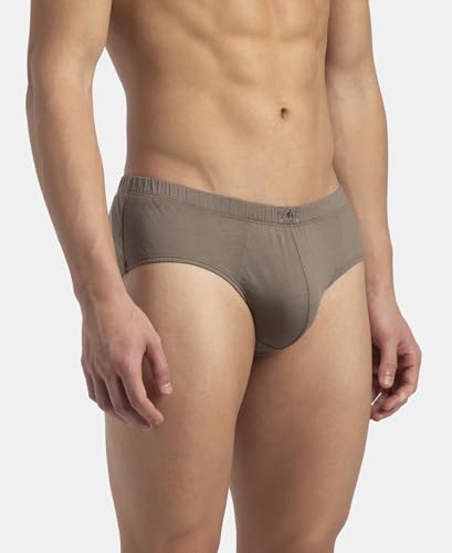Image of Jockey 8035 Men's Super Combed Cotton Solid Brief with Ultrasoft Concealed Waistband (Pack of 2) Dark Khaki XXL