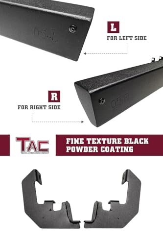 TAC Sidewinder Running Boards Fit 2019-2024 Chevy Silverado/GMC Sierra 1500 | 2020-2024 2500/3500 Regular Cab 4” Drop Side Step Nerf Bars Rock Slider Pickup Truck Fine Texture Black - Thumbnail 7