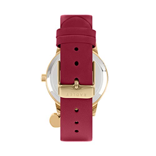 RADLEY Heart Dial Ladies Claret Leather Strap Heart Charm Watch RY2920A, Claret, strap