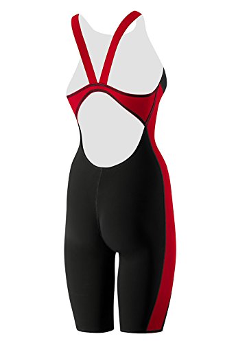 Speedo Women's Swimsuit One Piece Power Plus Kneeskin Solid Adult Team Colors Black/True Red, 34 #TOP22