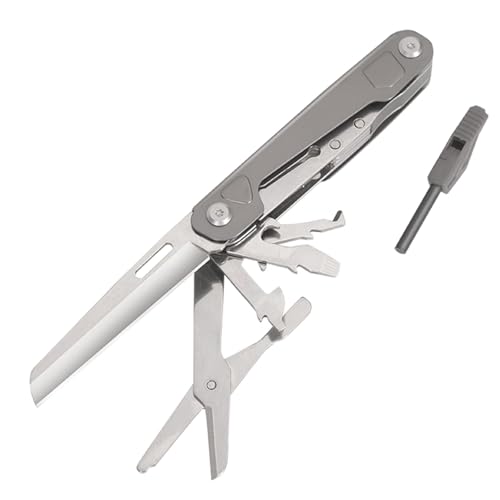 HONZIN Navaja Multiuso para Acampar, Multiherramienta 9 en 1de Acero Inoxidable, con Tijeras, Abrebotellas, Cortador de Cuerdas para Emergencias de Supervivencia al Aire Libre, Senderismo, Caza