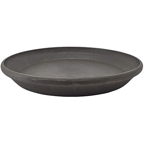 PSW Pot Collection AP25DC 10-inch Plastic/Stone/Wood Composite Plant Saucer Drip Tray – No Drainage Hole (Drillable), Indoor/Outer Water Tray, Dark Charcoal