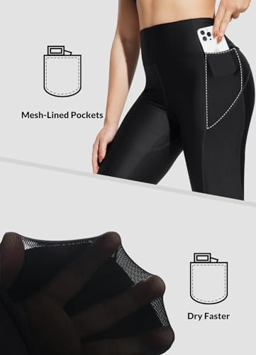 baleaf Women's 14" High Waisted Swim Capris Long Swim Shorts Knee Length UPF50+ Swimsuit with Liner and Pockets3