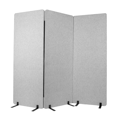 FASDRESS 3 Panels Freestanding Partition Room Dividers Soundproof Privacy Panels Folding Portable Partition Screens for Offices Balcony Bedroom Outdoor Garden (Graphite Grey)
