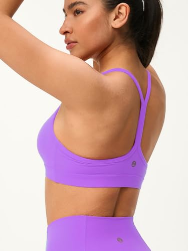 Image of Womens Y Back Padded Sports Bra Strappy U Neck Butter Soft Low Impact Workout Bras Yoga Pilates Walking