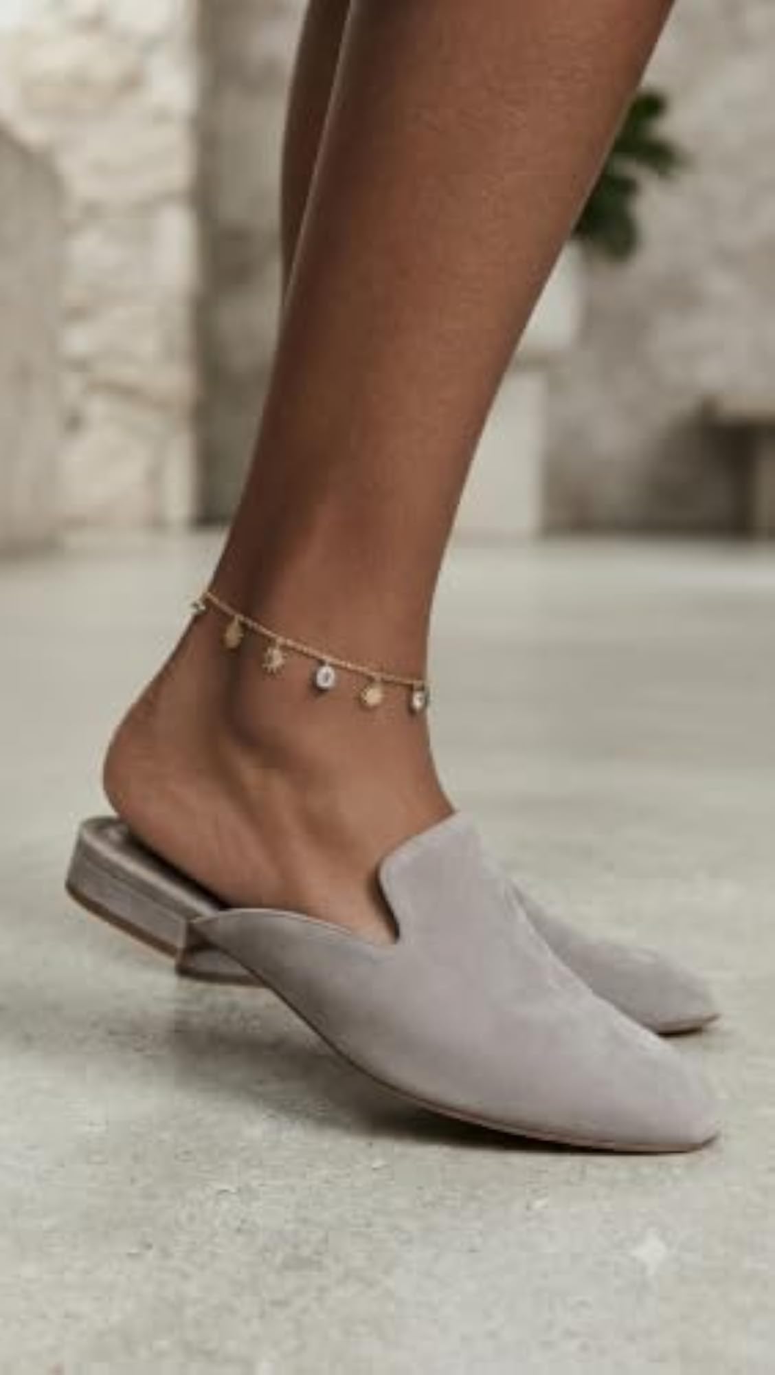 Women's Gold Sun and CZ Charm Dainty Chain Anklet