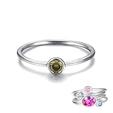Sariel Simple Birthstone Rings for Women Family Jewelry 925 Sterling Silver Colorful Cubic Zirconia Stackable Promise Ring for Her