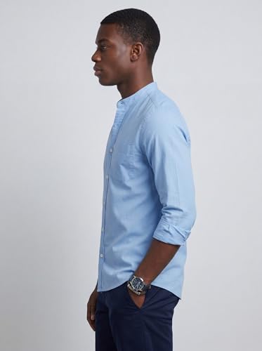 Image of Amazon Brand - INKAST Men's Cotton Blend Plain Solid Casual Shirt | Mandarin Collar | Full Sleeves | Regular Straight Fit | Office & Daily Casual Wear