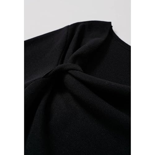 CHICWISH Women Casual Long Sleeve Pullover Top Side Knot Ruched Blouse Slim Fitted Basic Solid Knit Tops Fall Trendy4