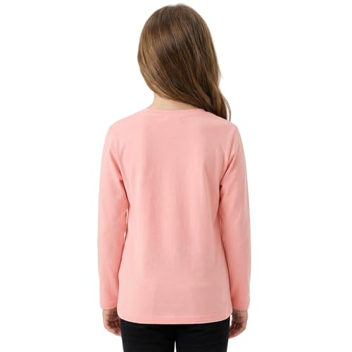 Image of Girls Cotton Long Sleeve Shirts Kids T Shirts Lightweight Breathable Casual Classic Tee Top for Children Age 3-14 Years
