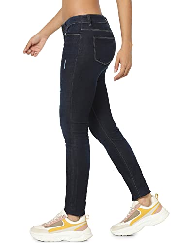Image of ONLY Women Blue Skinny Fit Low-Rise Low Distress Light Fade Jeans