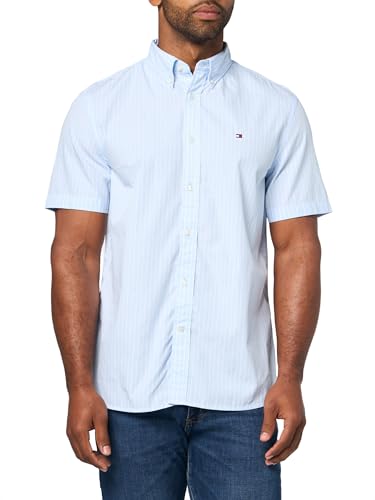 Image of Tommy Hilfiger Men's Short Sleeve Poplin Shirts in Regular Fit, Men's Button Down Shirts