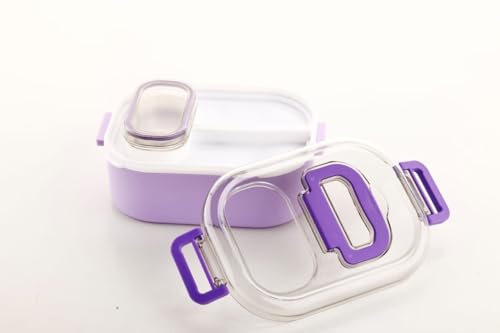 Attro Mighty Lunch Box Comes with 1 Small Container, Stylish Anti Spill Lid & 1 Baby Spoon BPA Free, Food Grade Perfect for School & Outdoor-900ml+100ml Lilac (B0CNH68DPM) Amazon Price History, Amazon Price Tracker