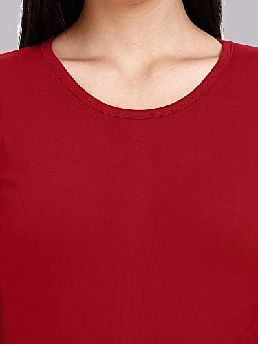 Image of FLEXIMAA Women's Cotton Plain Round Neck Full Sleeve T-Shirt