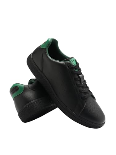hummel Classic Pinnacle Casual Sneaker for Men Lightweight Breathable with Enhanced Comfort Cushioned Insole and Slip-Resistant Work and Play Casual Shoes-UK 6 Black/Green