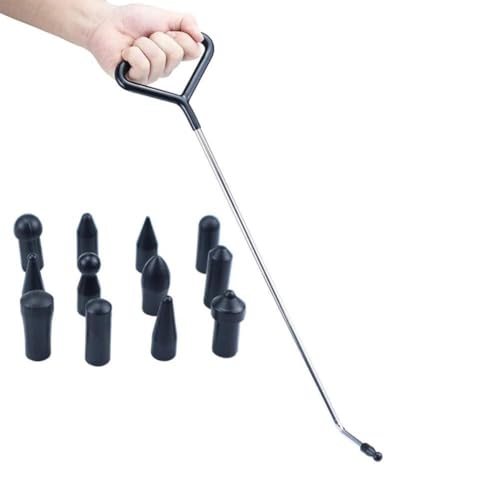 Lawnoval Kit de herramientas de reparación de abolladuras de coche con 12 cabezales intercambiables y varillas de empuje, juego de palancas PDR de acero inoxidable para eliminación de abolladuras sin