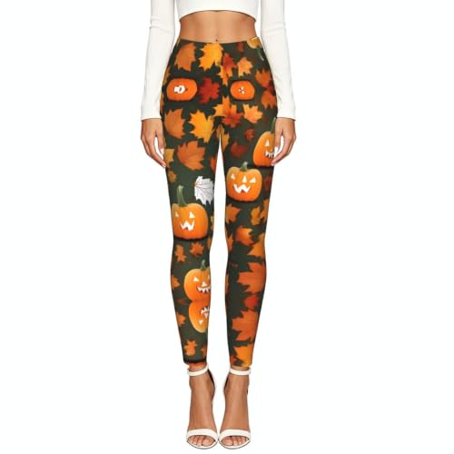 Leggings de compresión suave con estampado de calabaza para mujer 2