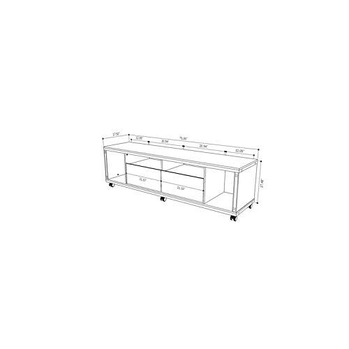 Manhattan Comfort Cabrini Mid Century 4 Shelf 2 Drawer Television Stand, 71.06", 71 Inches, Maple Cream #TOP1